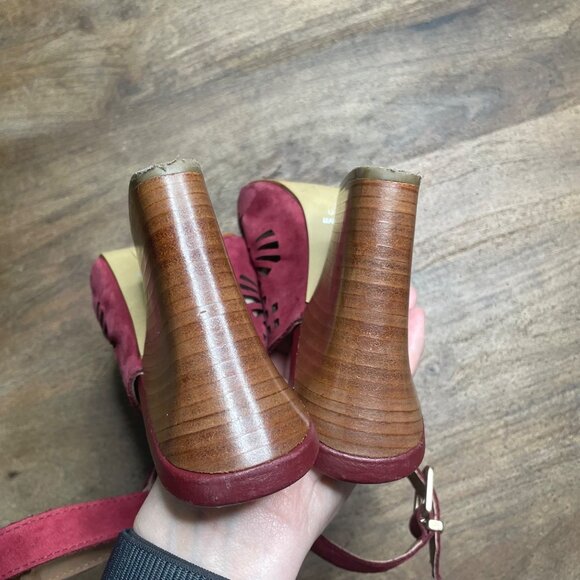 Anthropologie Klub Nico Filifera Slingback Heels Size 9 Brazil Stacked Heel - Picture 10 of 10